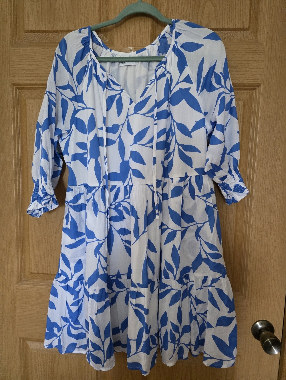 Sonoma Blue & White Floral Dress | Size Large | Pockets | Fully Lined | NWOT